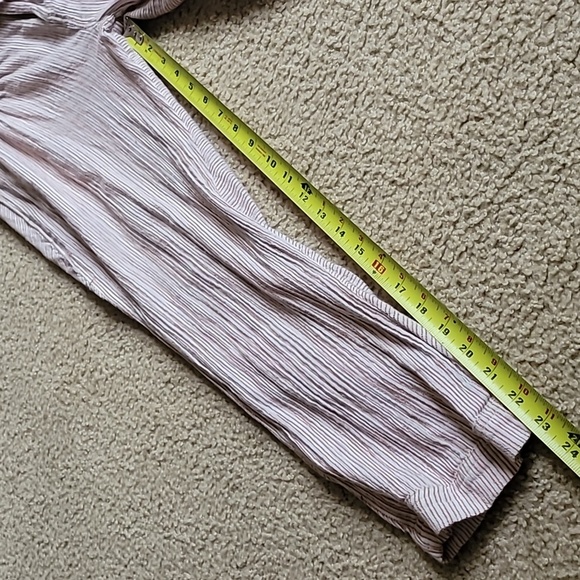 Free People orange and white stripe pant. Cute button detail and belt. - Picture 8 of 9